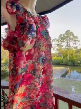 Vince Camuto Floral Multi-Colored Chiffon Spring/Summer Dress Multi Sizes NWT